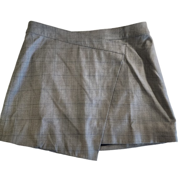 Madewell Gray Plaid Mini Skirt womens 6 Faux Wrap - Picture 1 of 6